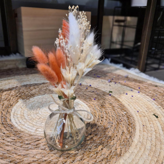 Petit Bouquet de Fleurs Séchées avec son vase -Couleurs Terracotta-